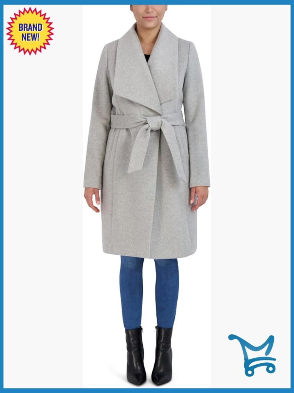 Belted Wool Cocoon Coat with Snap and Button Closure